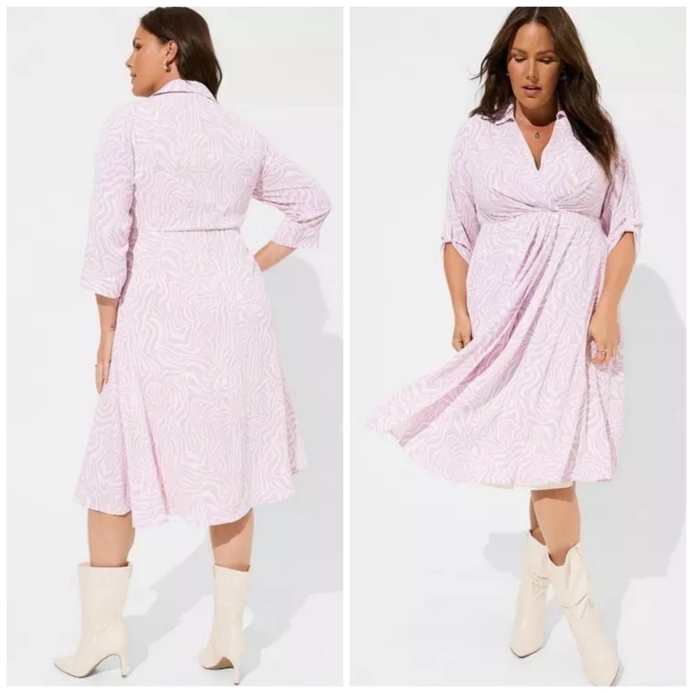 Torrid Midi Studio Crepe De Chine Collared Shirt Dress Size 0